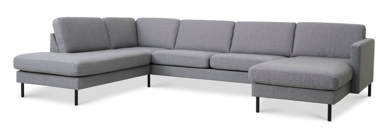 Produktbillede af Ask sæt 54 U OE sofa m. venstre chaiselong lys granitgrå polyester stof og sort metal i premium kvalitet