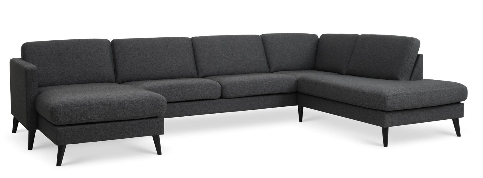 Produktbillede af Ask sæt 55 U OE sofa m. højre chaiselong antracitgrå polyester stof og sort træ i premium kvalitet