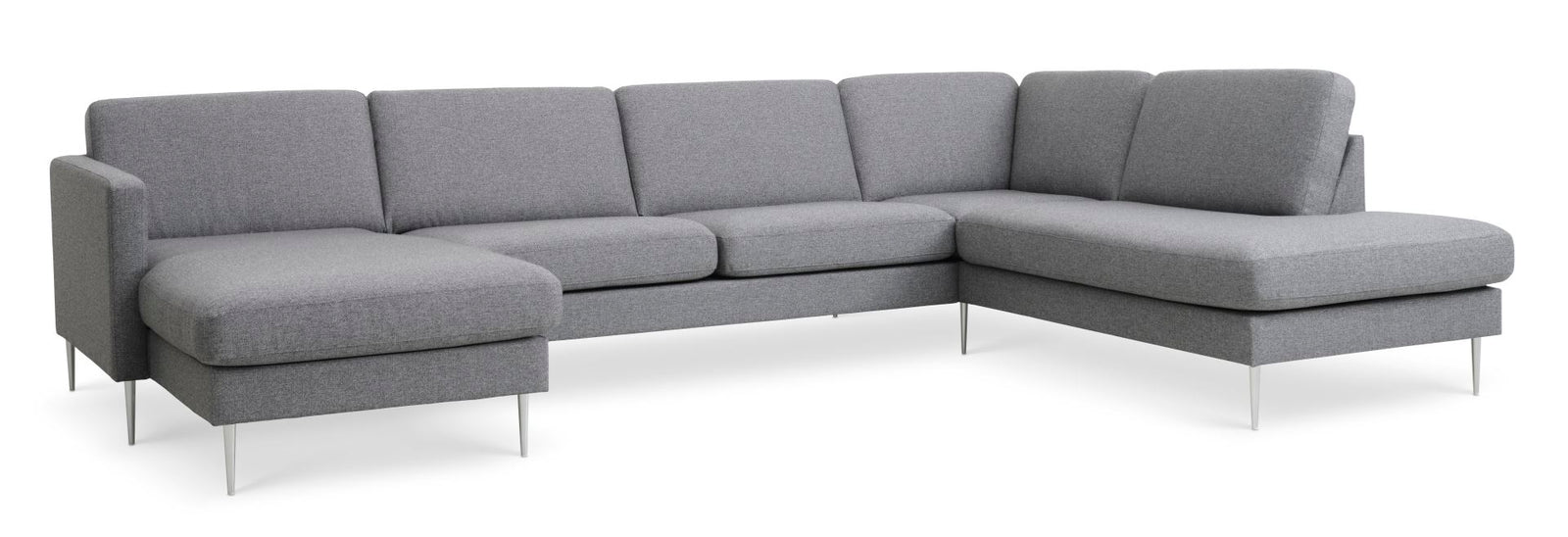 Produktbillede af Ask sæt 55 U OE sofa m. højre chaiselong lys granitgrå polyester stof og børstet aluminium i premium kvalitet
