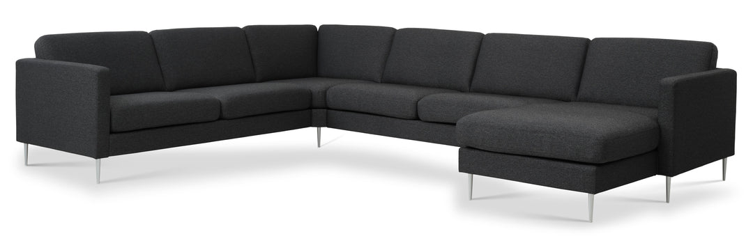 Produktbillede af Ask sæt 56 U 2C3D sofa antracitgrå polyester stof og børstet aluminium i premium kvalitet