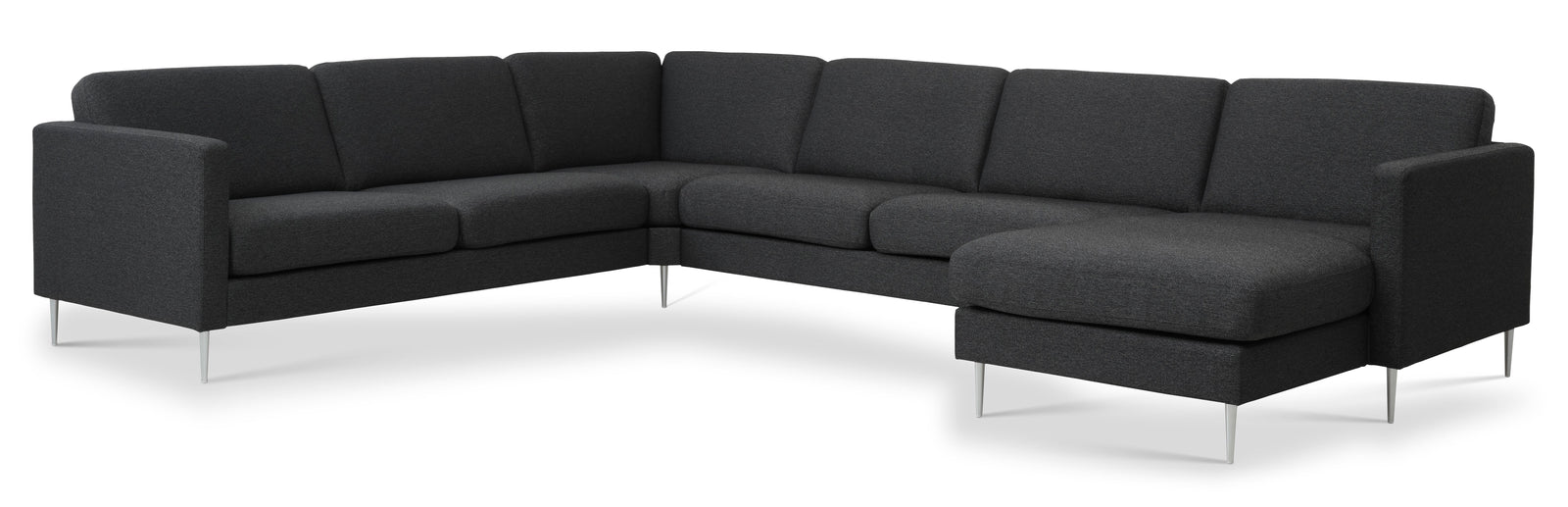 Produktbillede af Ask sæt 56 U 2C3D sofa antracitgrå polyester stof og børstet aluminium i premium kvalitet