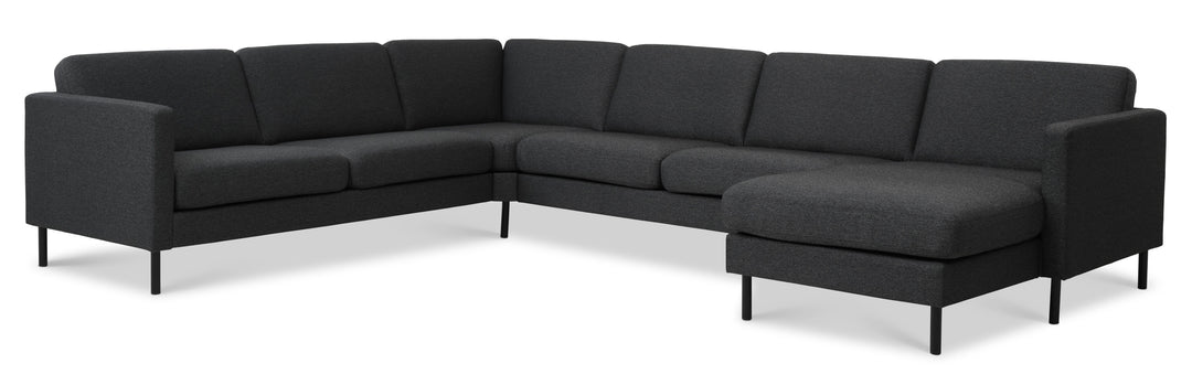 Produktbillede af Ask sæt 56 U 2C3D sofa antracitgrå polyester stof og sort metal i premium kvalitet