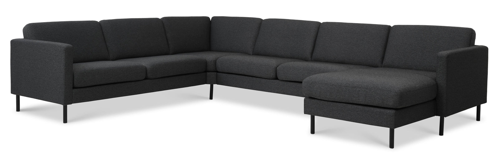 Produktbillede af Ask sæt 56 U 2C3D sofa antracitgrå polyester stof og sort metal i premium kvalitet