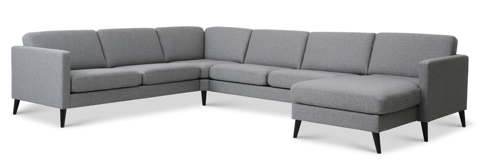 Produktbillede af Ask sæt 56 U 2C3D sofa antracitgrå polyester stof og sort træ i premium kvalitet