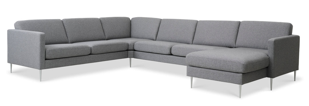 Produktbillede af Ask sæt 56 U 2C3D sofa lys granitgrå polyester stof og børstet aluminium i premium kvalitet