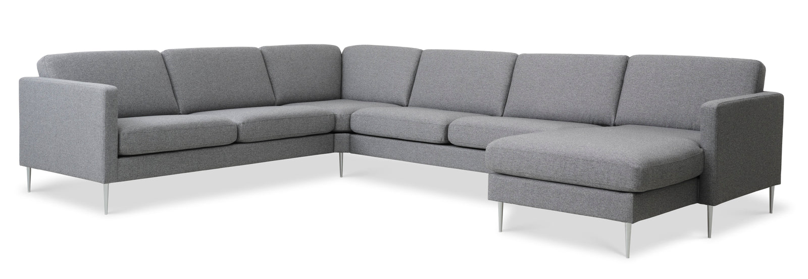 Produktbillede af Ask sæt 56 U 2C3D sofa lys granitgrå polyester stof og børstet aluminium i premium kvalitet