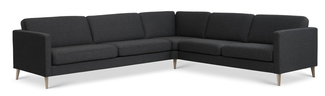 Produktbillede af Ask sæt 57 hjørnesofa antracitgrå polyester stof og natur træ i premium kvalitet