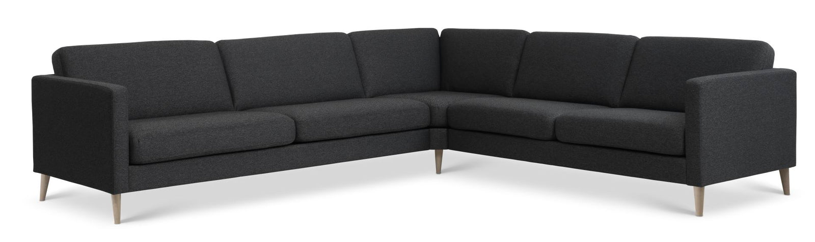 Produktbillede af Ask sæt 57 hjørnesofa antracitgrå polyester stof og natur træ i premium kvalitet