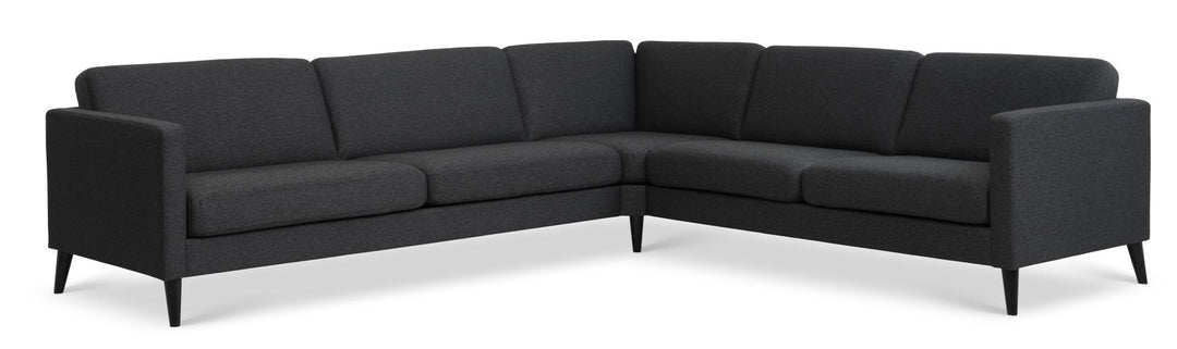 Produktbillede af Ask sæt 57 hjørnesofa antracitgrå polyester stof og sort træ i premium kvalitet