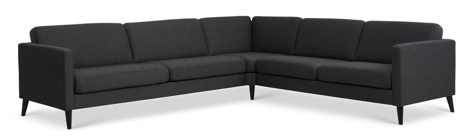 Produktbillede af Ask sæt 57 hjørnesofa antracitgrå polyester stof og sort træ i premium kvalitet