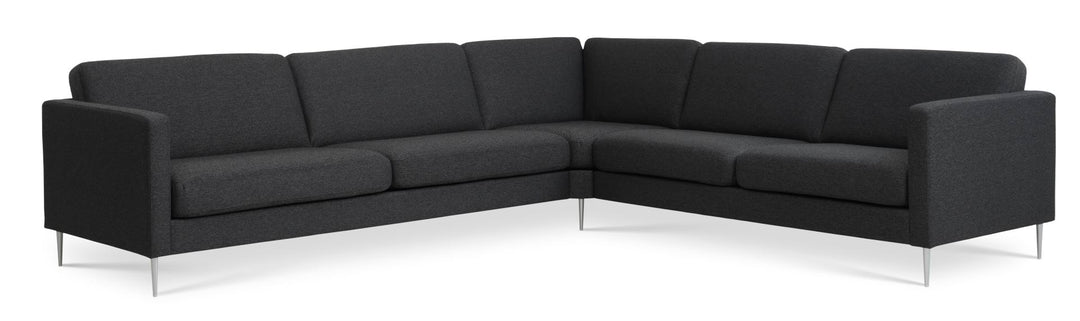 Produktbillede af Ask sæt 57 hjørnesofa antracitgrå polyester stof og børstet aluminium i premium kvalitet