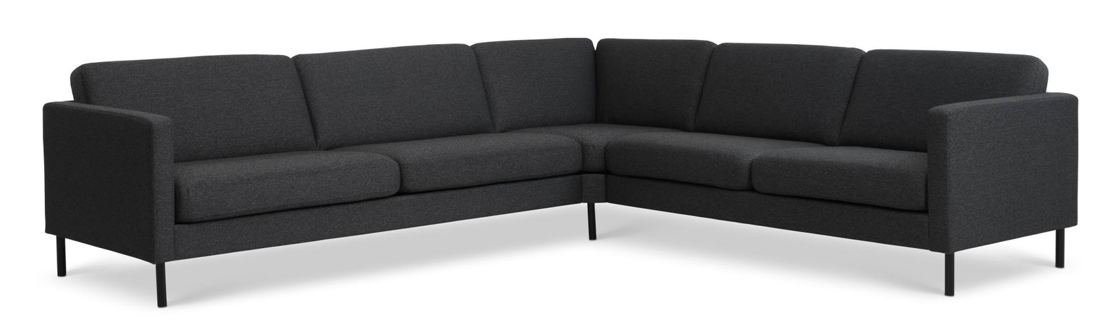 Produktbillede af Ask sæt 57 hjørnesofa antracitgrå polyester stof og sort metal i premium kvalitet