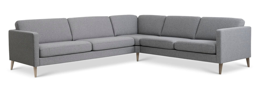 Produktbillede af Ask sæt 57 hjørnesofa lys granitgrå polyester stof og natur træ i premium kvalitet
