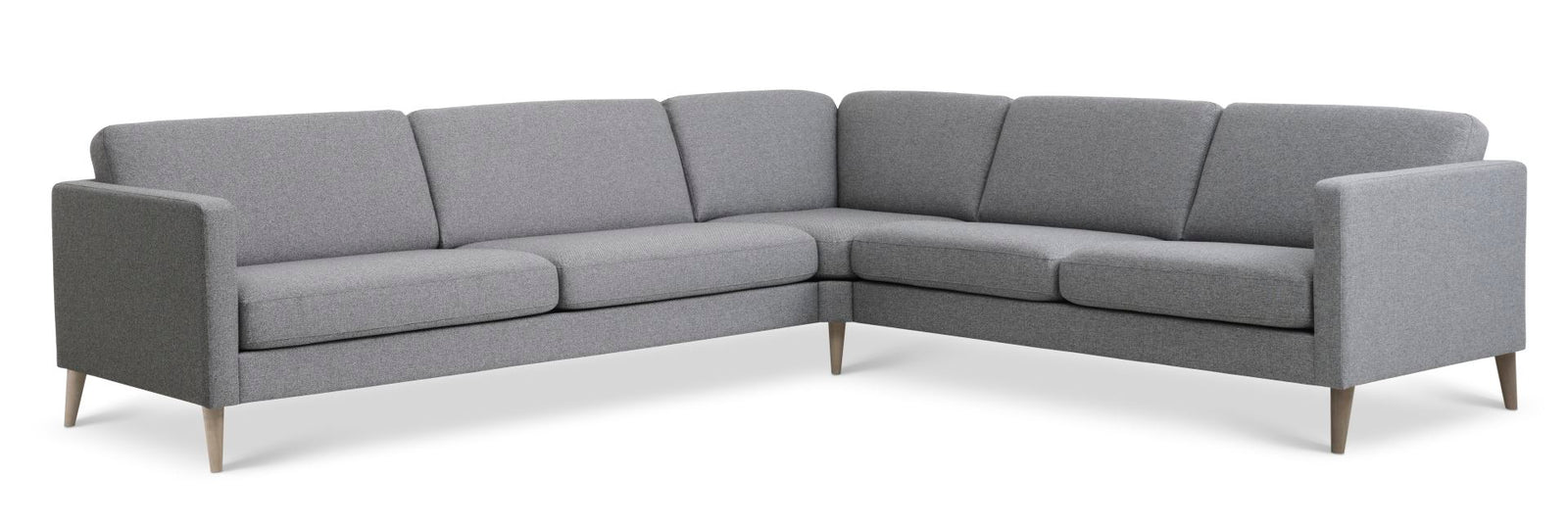 Produktbillede af Ask sæt 57 hjørnesofa lys granitgrå polyester stof og natur træ i premium kvalitet