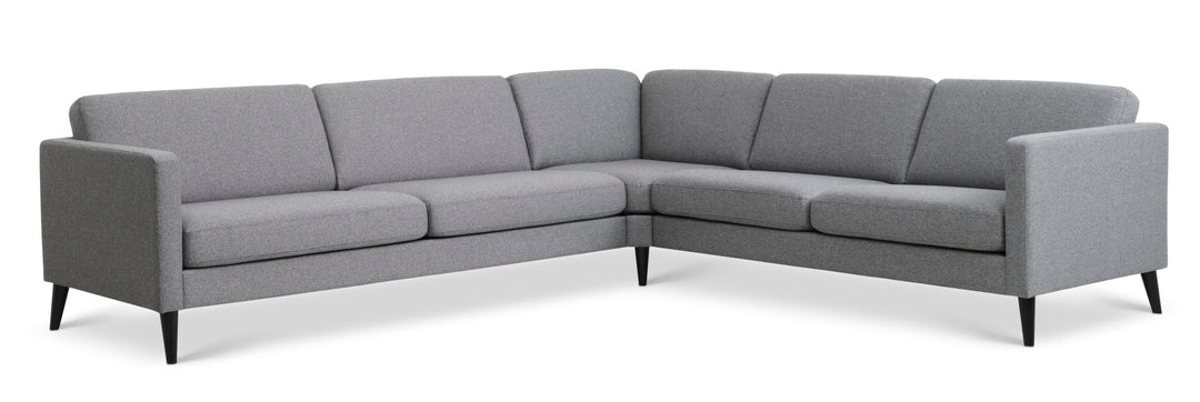 Produktbillede af Ask sæt 57 hjørnesofa lys granitgrå polyester stof og sort træ i premium kvalitet