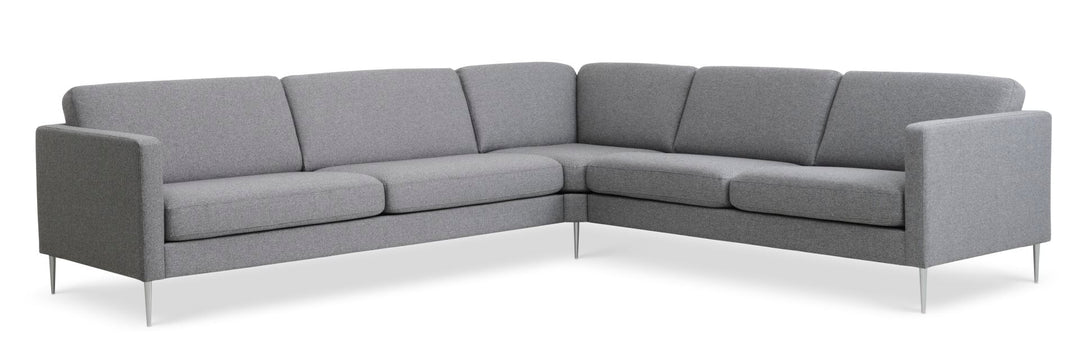 Produktbillede af Ask sæt 57 hjørnesofa lys granitgrå polyester stof og børstet aluminium i premium kvalitet