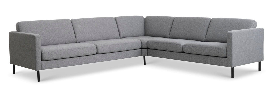 Produktbillede af Ask sæt 57 hjørnesofa lys granitgrå polyester stof og sort metal i premium kvalitet