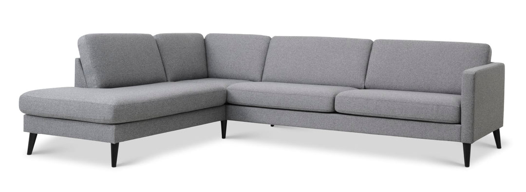 Produktbillede af Ask sæt 60 stor OE sofa m. venstre chaiselong lys granitgrå polyester stof og sort træ i premium kvalitet