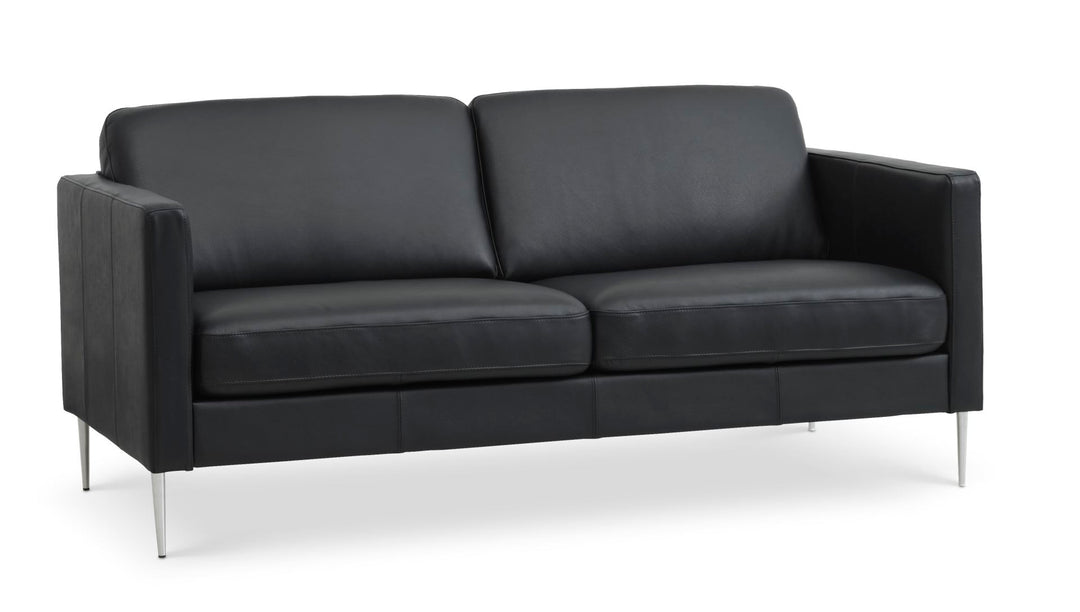Ask 2,5 pers. sofa sort semianilin læder og børstet aluminium