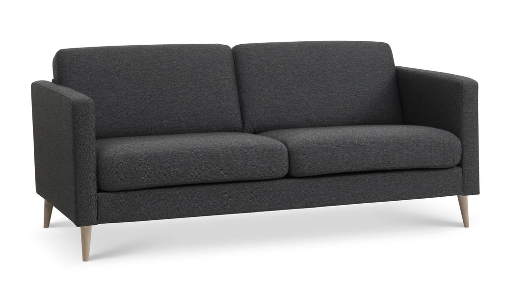 Ask 2,5 pers. sofa antracitgrå polyester stof og natur træ