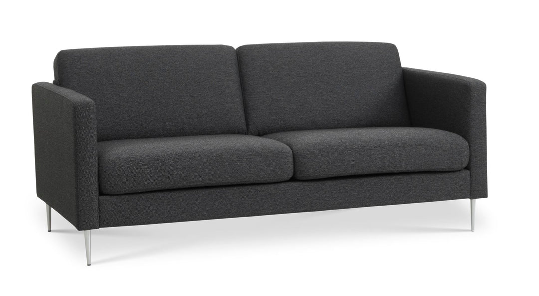 Ask 2,5 pers. sofa antracitgrå polyester stof og børstet aluminium