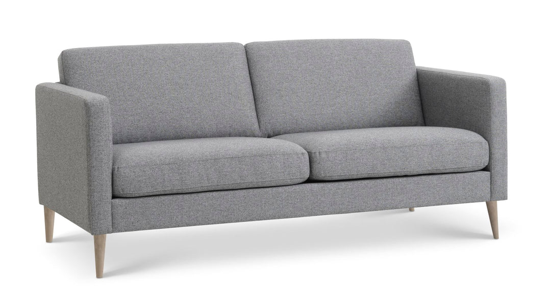 Ask 2,5 pers. sofa lys granitgrå polyester stof og natur træ