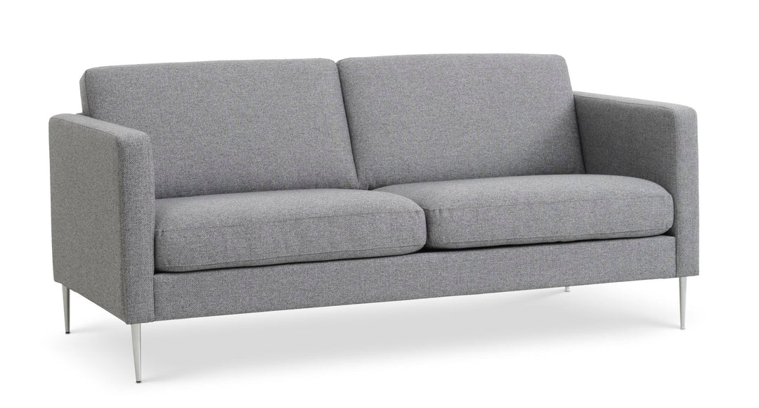 Ask 2,5 pers. sofa lys granitgrå polyester stof og børstet aluminium