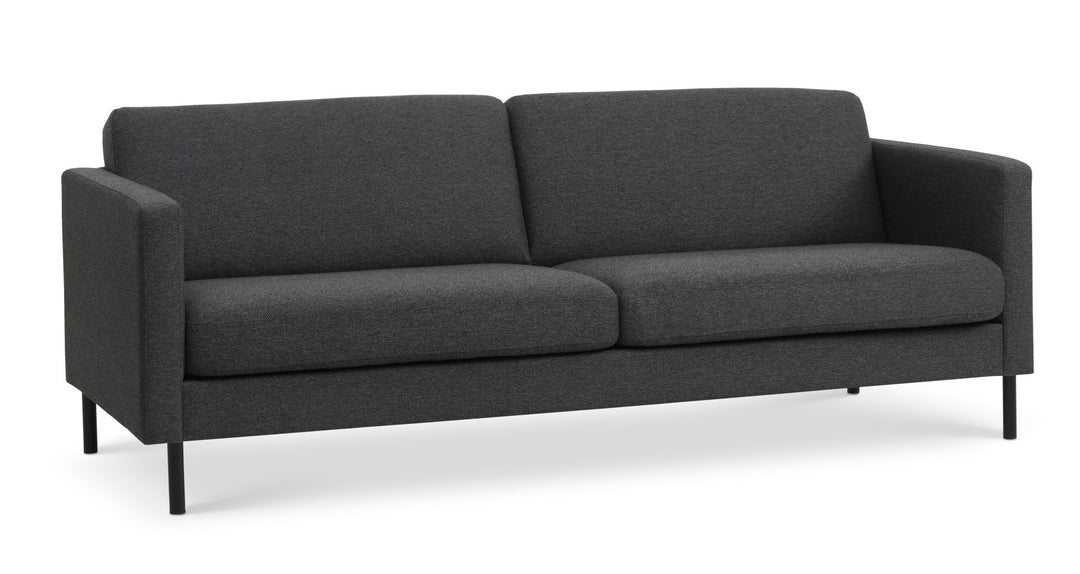 Ask 3 pers. sofa antracitgrå polyester stof og sort metal