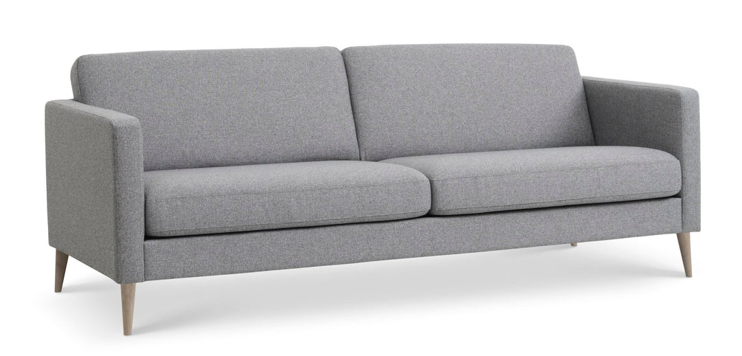Produktbillede af Ask 3 pers. sofa lys granitgrå polyester stof og natur træ i premium kvalitet