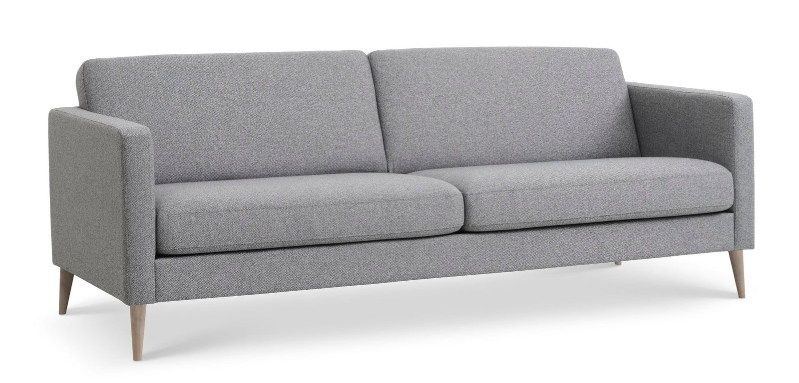 Produktbillede af Ask 3 pers. sofa lys granitgrå polyester stof og natur træ i premium kvalitet