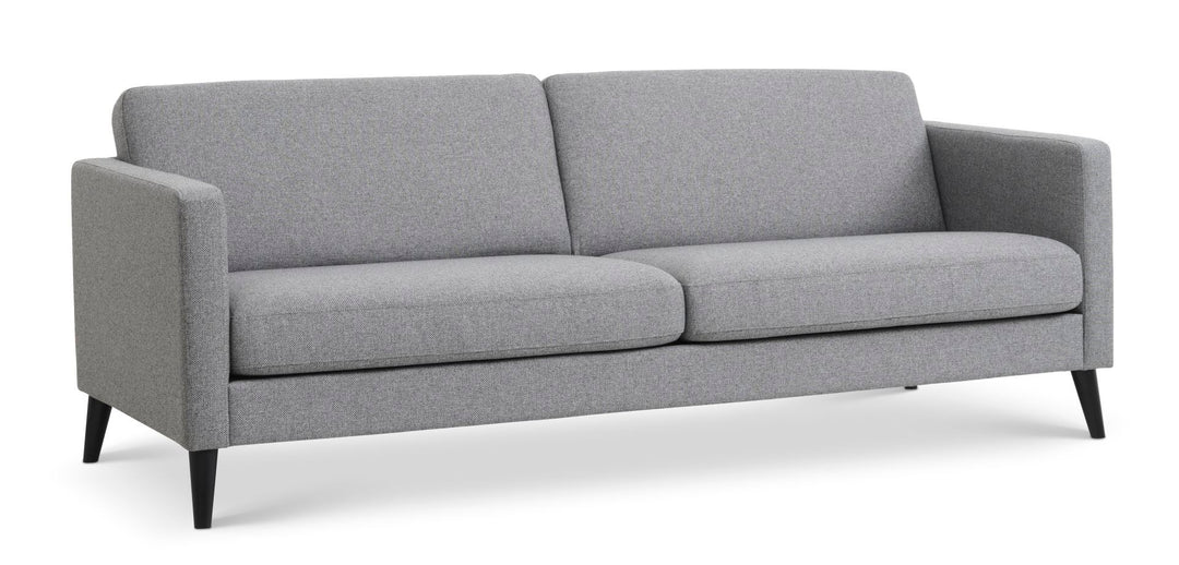 Ask 3 pers. sofa lys granitgrå polyester stof og sort træ