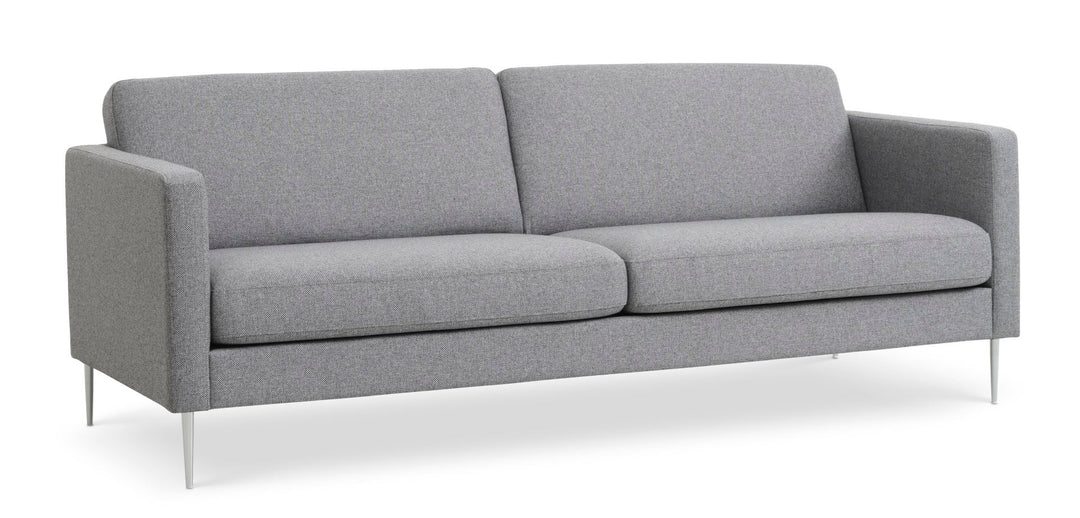 Produktbillede af Ask 3 pers. sofa lys granitgrå polyester stof og børstet aluminium i premium kvalitet