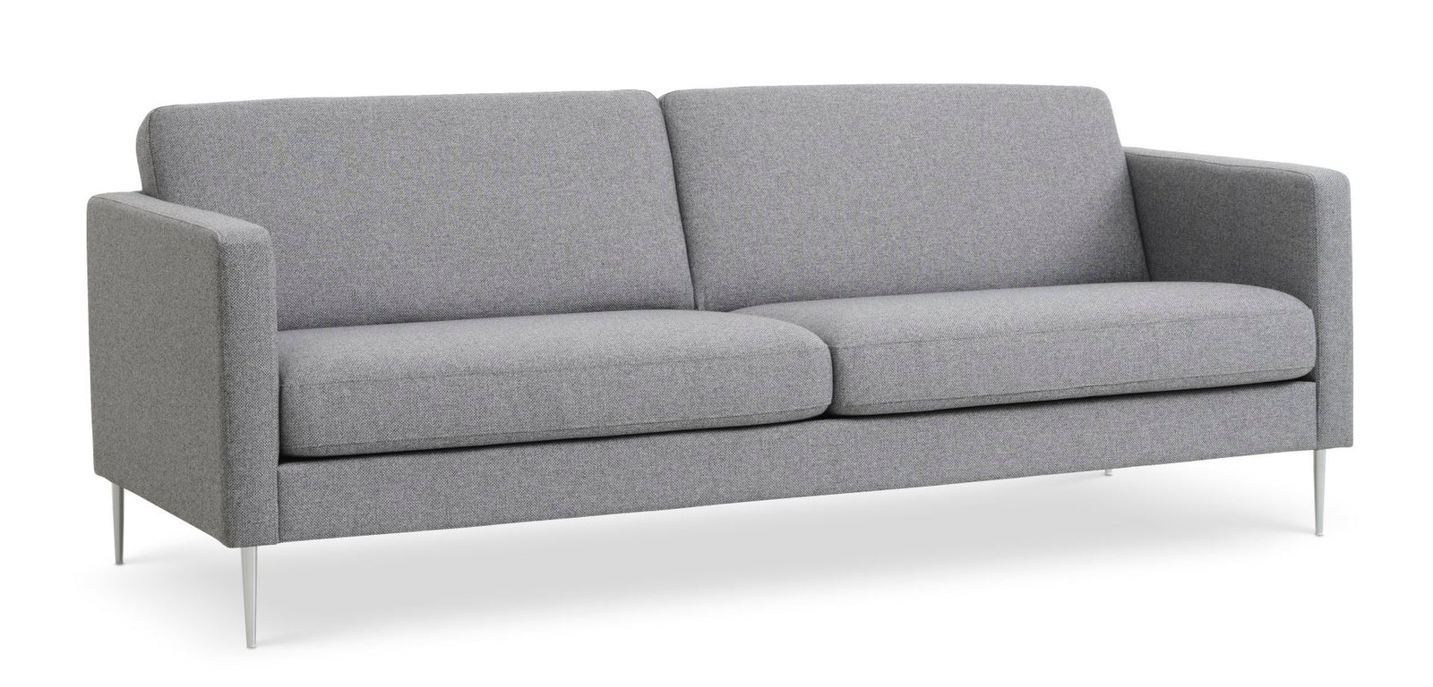 Produktbillede af Ask 3 pers. sofa lys granitgrå polyester stof og børstet aluminium i premium kvalitet