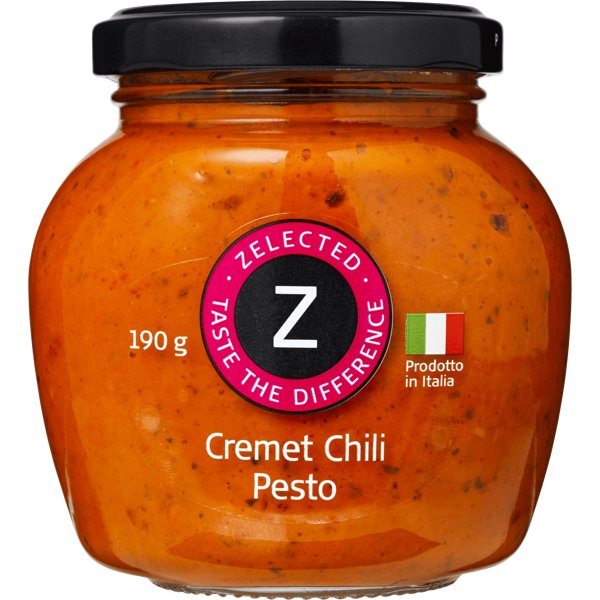 Produktbillede af Cremet Chili Pesto 190g Zelected på tilbud i premium kvalitet