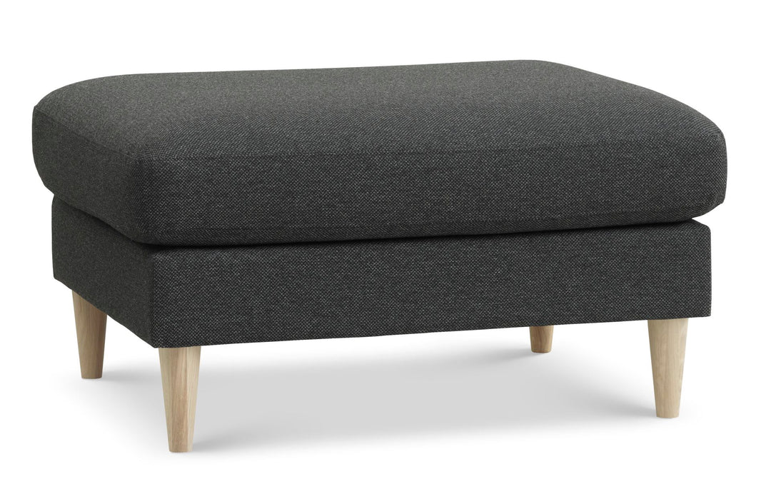 Ask puf rektangulær antracitgrå polyester stof og natur træ 85x70