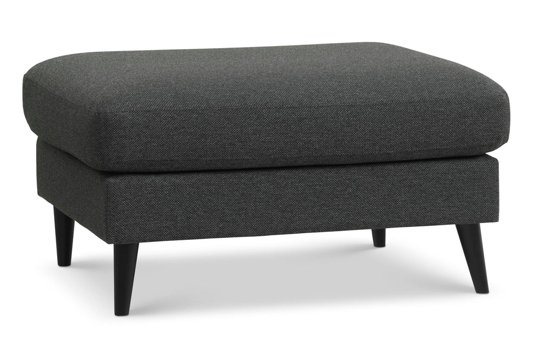 Ask puf rektangulær antracitgrå polyester stof og sort træ 85x70