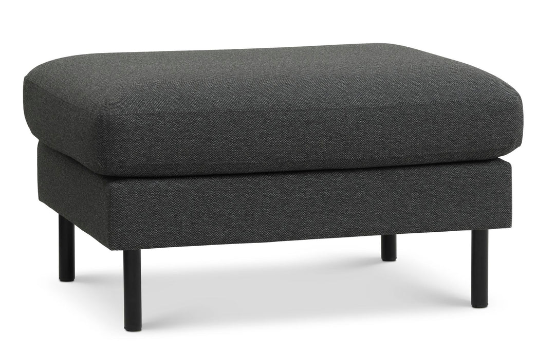 Ask puf rektangulær antracitgrå polyester stof og sort metal 85x70