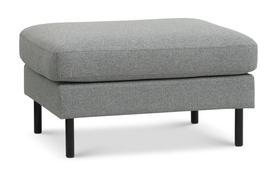 Ask puf rektangulær lys granitgrå polyester stof og sort metal 85x70