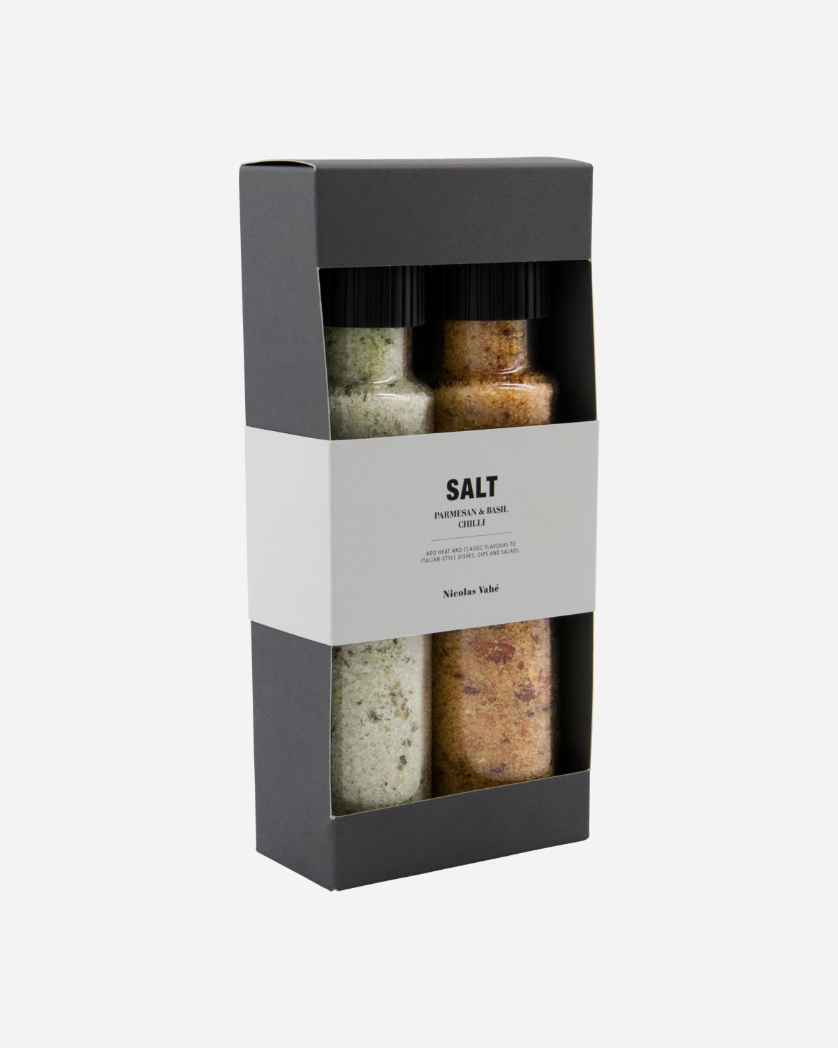 Produktbillede af Nicolas Vahé Gaveæske Parmesan & Basil salt & Chilli salt i premium kvalitet