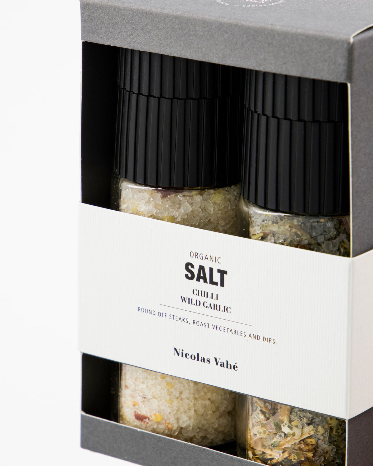 Produktbillede af Nicolas Vahé Gaveæske Organic Chilli salt & Wild garlic i premium kvalitet