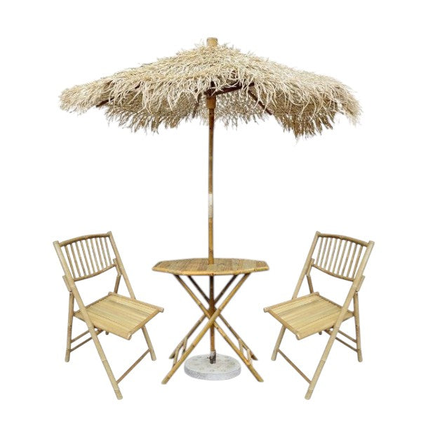 Produktbillede af Bambuspakke med parasol og 2 stole på tilbud