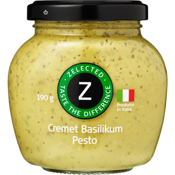 Produktbillede af Cremet Basilikum Pesto 190g Zelected på tilbud i premium kvalitet