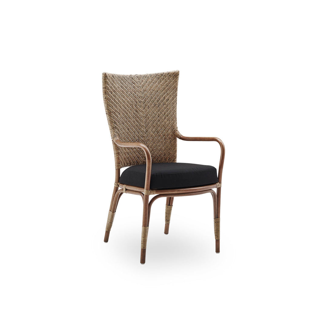 Produktbillede af Sika Design Melody Spisebordsstol m/ Armlæn + Hynde Antik Brun 97 i premium kvalitet