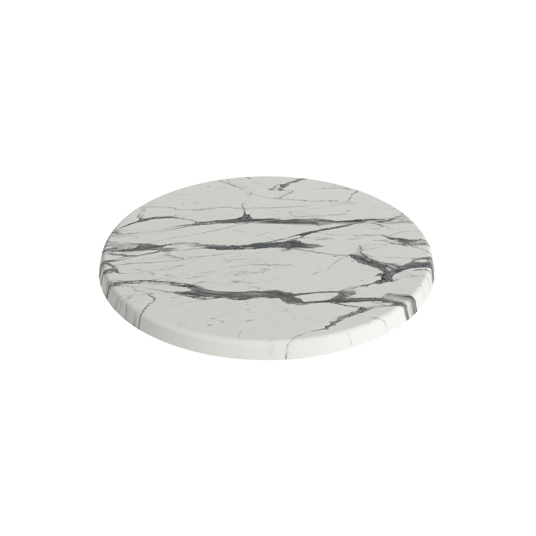 Produktbillede af Carrara marmorlook bordplade rund ø60 cm på tilbud