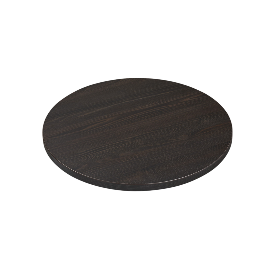 Rund bordplade i Blackbrown Oak fra Zederkof, ø70 cm, med mørkt trælook til indendørs brug