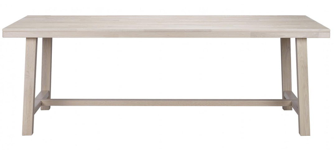 ROWICO Brooklyn spisebord hvidpigmenteret eg m. udtræk 220x95