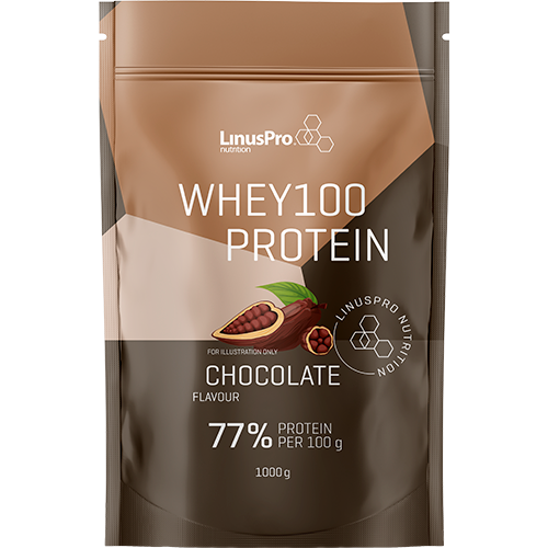 Produktbillede af LinusPro WHEY100 Chokolade 77% protein 400g. på tilbud i brug