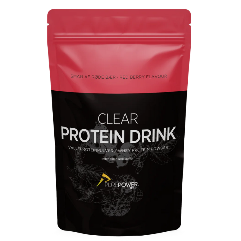 Produktbillede af PurePower Clear Protein Drink Røde Bær 400 g på tilbud i brug