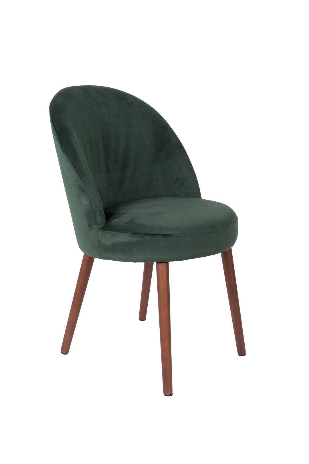 DUTCHBONE Barbara spisebordsstol grøn polyester stof og brun bøgetræ