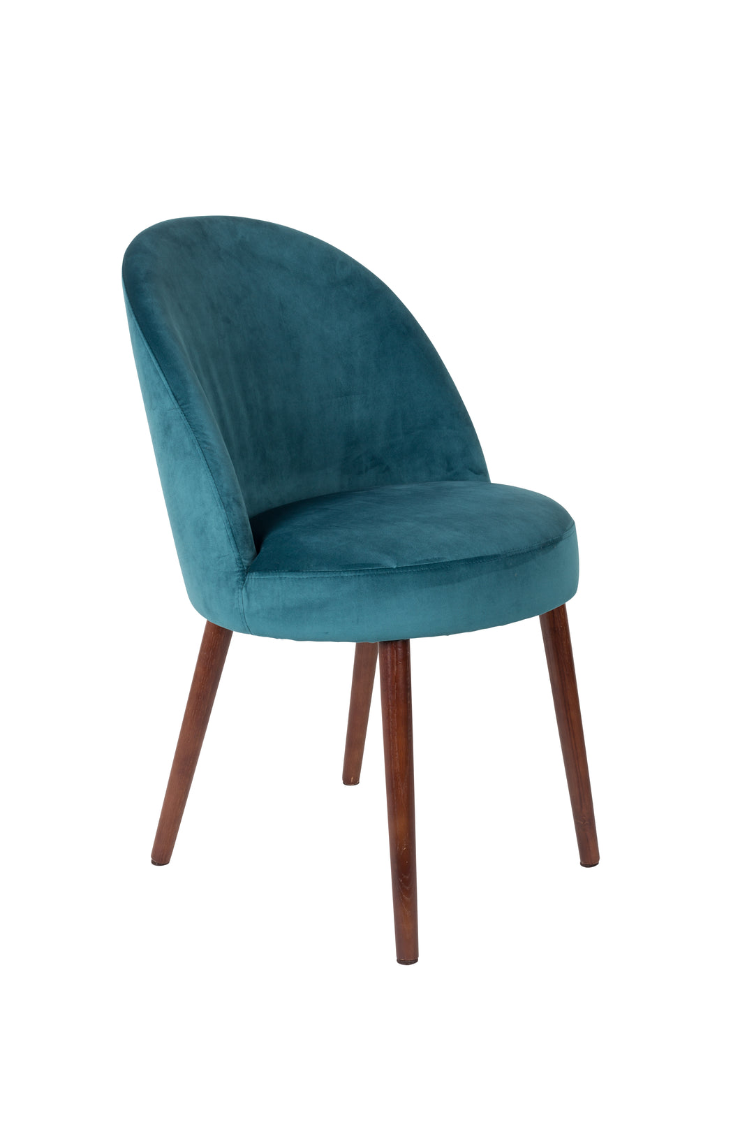 DUTCHBONE Barbara spisebordsstol grøn fløjl stof og brun bøgetræ